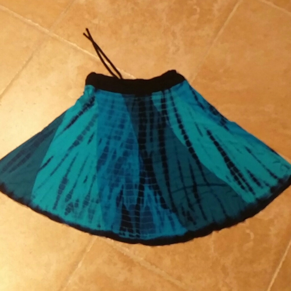 Tye dye acid blue knit skirt 20" waist